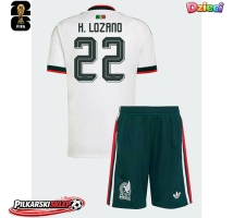 Meksyk Hirving Lozano #22 Koszulka Wyjazdowa dzieci MŚ 2026 Krótki Rękaw (+ krótkie spodenki)